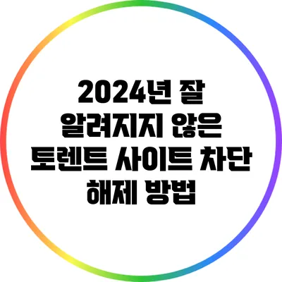 2024년 잘 알려지지 않은 토렌트 사이트 차단 해제 방법