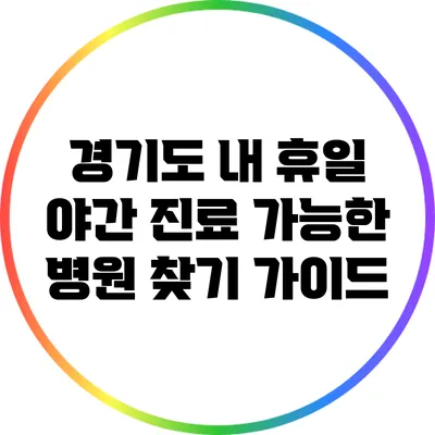 경기도 내 휴일 야간 진료 가능한 병원 찾기 가이드