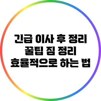 긴급 이사 후 정리 꿀팁: 짐 정리 효율적으로 하는 법