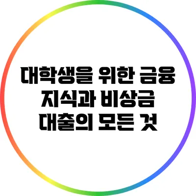 대학생을 위한 금융 지식과 비상금 대출의 모든 것