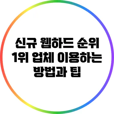 신규 웹하드 순위: 1위 업체 이용하는 방법과 팁
