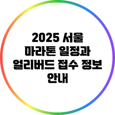 2025 서울 마라톤 일정과 얼리버드 접수 정보 안내