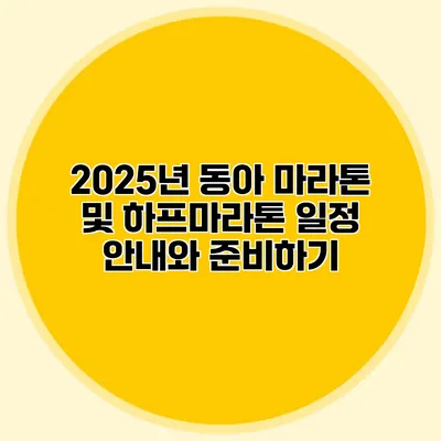 2025년 동아 마라톤 및 하프마라톤 일정 안내와 준비하기