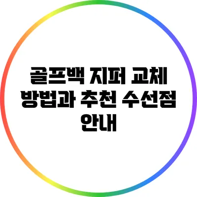 골프백 지퍼 교체 방법과 추천 수선점 안내