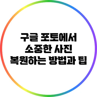 구글 포토에서 소중한 사진 복원하는 방법과 팁