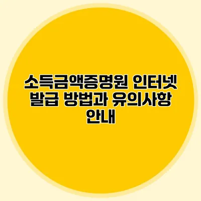 소득금액증명원 인터넷 발급 방법과 유의사항 안내