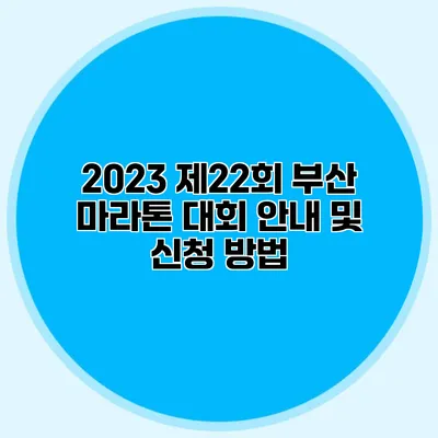 2023 제22회 부산 마라톤 대회 안내 및 신청 방법