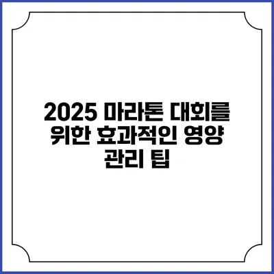 2025 마라톤 대회를 위한 효과적인 영양 관리 팁