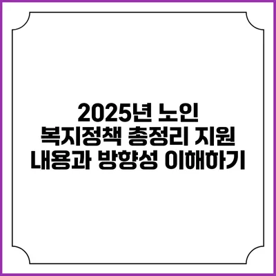 2025년 노인 복지정책 총정리: 지원 내용과 방향성 이해하기