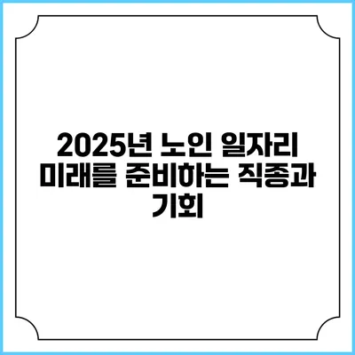 2025년 노인 일자리: 미래를 준비하는 직종과 기회