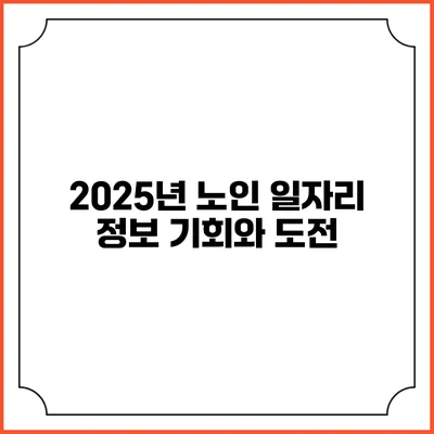 2025년 노인 일자리 정보: 기회와 도전