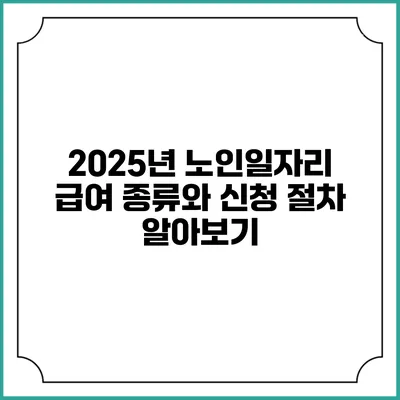 2025년 노인일자리 급여 종류와 신청 절차 알아보기
