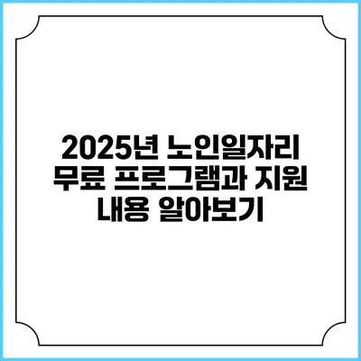 2025년 노인일자리 무료 프로그램과 지원 내용 알아보기