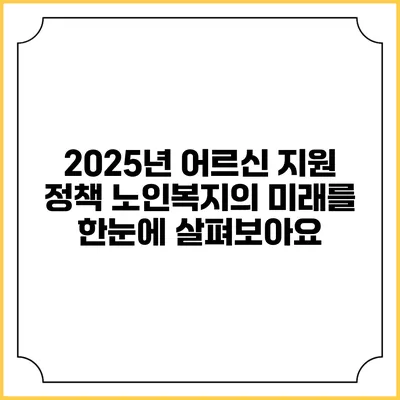 2025년 어르신 지원 정책: 노인복지의 미래를 한눈에 살펴보아요