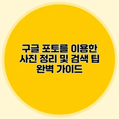 구글 포토를 이용한 사진 정리 및 검색 팁 완벽 가이드