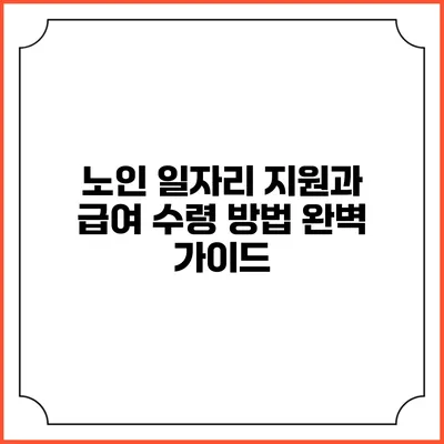 노인 일자리 지원과 급여 수령 방법 완벽 가이드