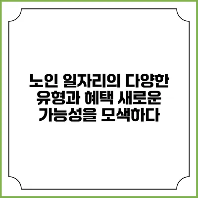노인 일자리의 다양한 유형과 혜택: 새로운 가능성을 모색하다