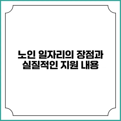노인 일자리의 장점과 실질적인 지원 내용