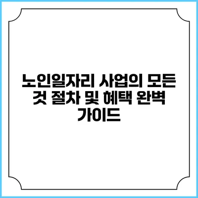 노인일자리 사업의 모든 것: 절차 및 혜택 완벽 가이드