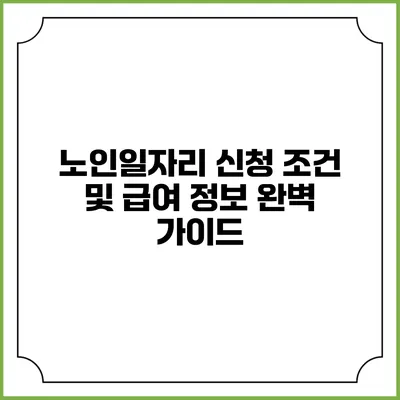 노인일자리 신청 조건 및 급여 정보 완벽 가이드