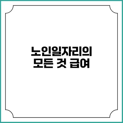 노인일자리의 모든 것: 급여