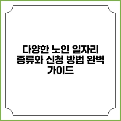 다양한 노인 일자리 종류와 신청 방법 완벽 가이드