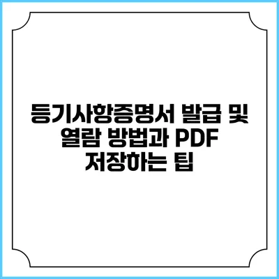 등기사항증명서 발급 및 열람 방법과 PDF 저장하는 팁
