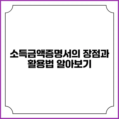 소득금액증명서의 장점과 활용법 알아보기