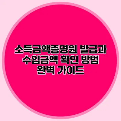 소득금액증명원 발급과 수입금액 확인 방법 완벽 가이드