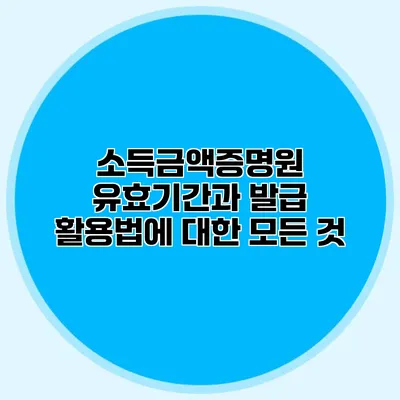 소득금액증명원 유효기간과 발급 활용법에 대한 모든 것