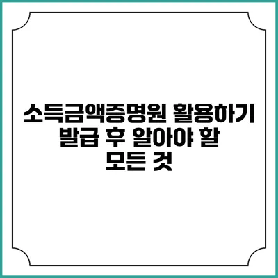 소득금액증명원 활용하기: 발급 후 알아야 할 모든 것
