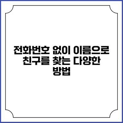 전화번호 없이 이름으로 친구를 찾는 다양한 방법