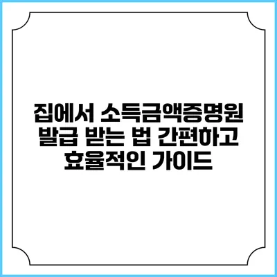 집에서 소득금액증명원 발급 받는 법: 간편하고 효율적인 가이드