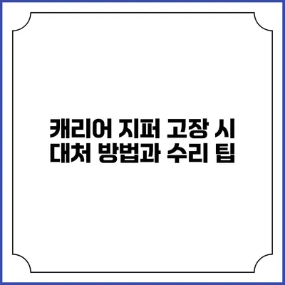 캐리어 지퍼 고장 시 대처 방법과 수리 팁