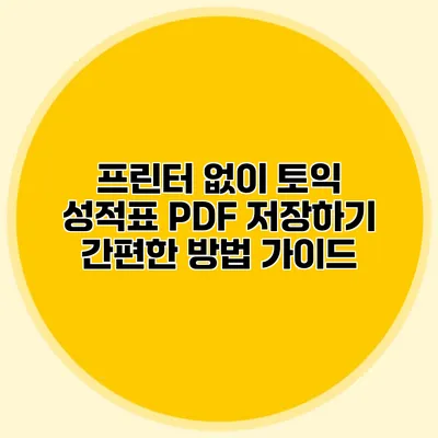 프린터 없이 토익 성적표 PDF 저장하기: 간편한 방법 가이드