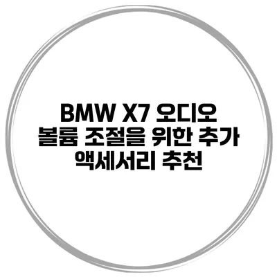 BMW X7 오디오 볼륨 조절을 위한 추가 액세서리 추천