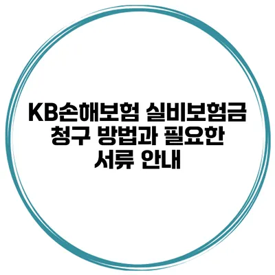 KB손해보험 실비보험금 청구 방법과 필요한 서류 안내