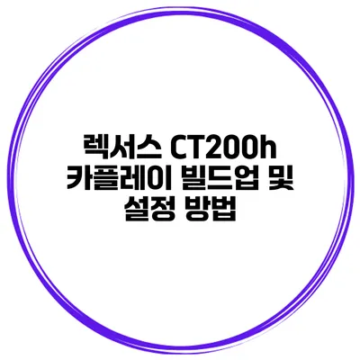 렉서스 CT200h 카플레이 빌드업 및 설정 방법