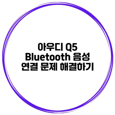 아우디 Q5 Bluetooth 음성 연결 문제 해결하기
