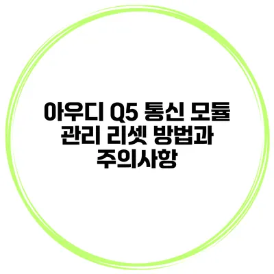 아우디 Q5 통신 모듈 관리 리셋 방법과 주의사항