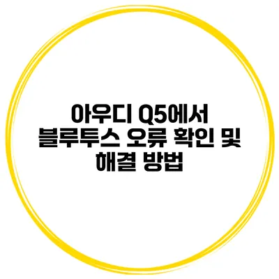 아우디 Q5에서 블루투스 오류 확인 및 해결 방법