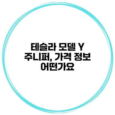 테슬라 모델 Y 주니퍼, 가격 정보 어떤가요?